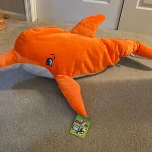 34 inch Jumbo Toy Factory Orange Dolphin Plush NWT